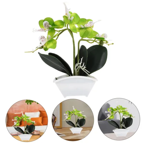 Vista 5 de Flor de seda falsa decorativa de Phalaenopsis para decoración de plantas de mesa, orquídea de seda artificial, mini orquídea para eventos