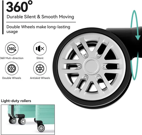 Vista 4 de 202428inch Equipaje Sets Durable Maleta Sets con Doble Spinner Ruedas TSA Lock, verde (C-Mint Green)