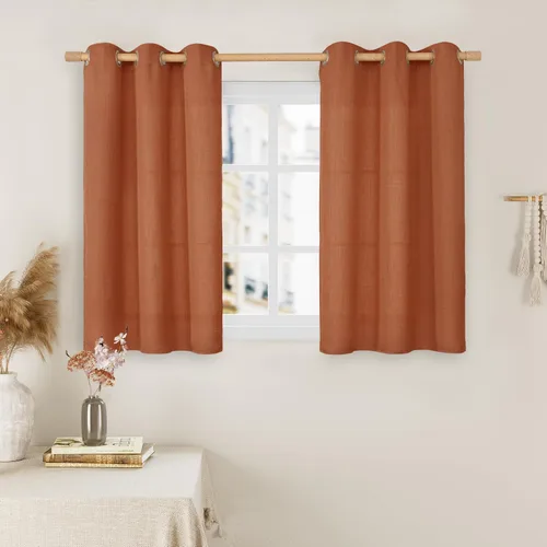 Vista 37 de LAMIT Cortinas de lino marrón caramelo para sala de estar, 84 pulgadas, de lino sintético, texturizado, filtrante de luz, paneles de privacidad