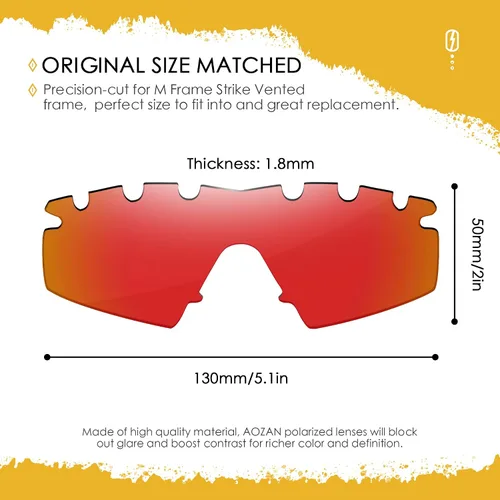 Vista 2 de Lentes de repuesto ANSI Z87.1 para gafas de sol Oakley M Frame Strike ventiladas