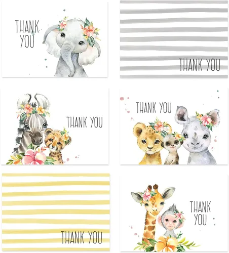 Vista 10 de Canopy Street paquete surtido de tarjetas de agradecimiento con animales adorables
