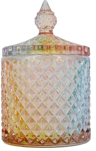 Vista 10 de Rainie Love Home - Juego básico de organización de almacenamiento de alimentos, tarro facetado de diamante de cristal con tapa de cristal, adecuado