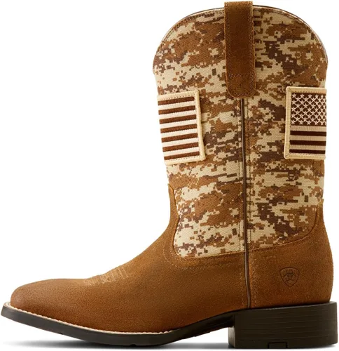 Vista 4 de Ariat - Botas deportivas para hombre, diseño de puntera redonda Gamuza moca antigua/estampado de camuflaje arena