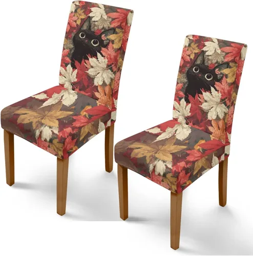 Vista 20 de Rnyleeg Juego de 1 fundas para sillas de comedor de otoño, diseño de hojas, para sala de estar, sin brazos, funda elástica para silla de cóctel