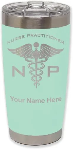 Vista 26 de LaserGram NP Nurse Practioner - Vaso aislado al vacío de 20 onzas, grabado personalizado incluido (negro)