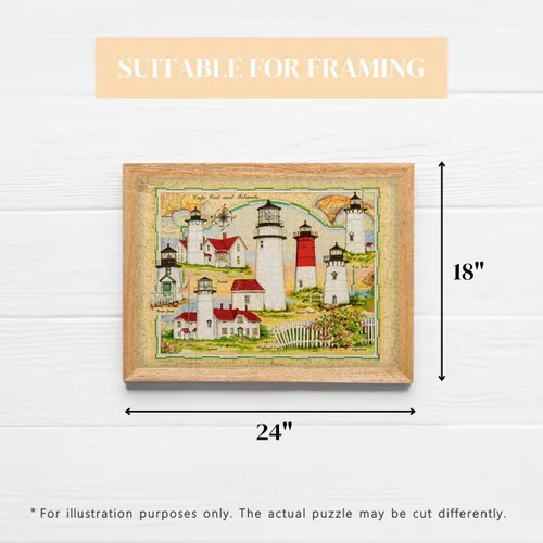 Vista 4 de Donna Elias - Rompecabezas de 550 piezas para adultos, diseño de mapa náutico histórico, rompecabezas enmarcable de 18 x 24 pulgadas, tamaño acabado