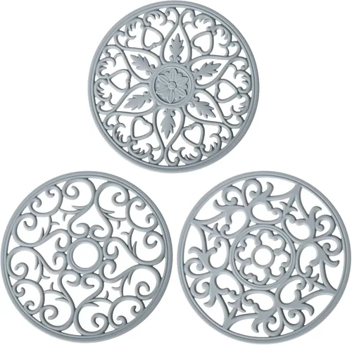 Vista 12 de Salvamanteles para platos calientes, salvamanteles de silicona para ollas y sartenes, salvamanteles tallados para cocina, tapete multiusos