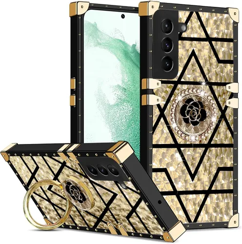 Vista 13 de Funda para S23 Ultra, Galaxy S23 Ultra para mujer, funda a prueba de golpes, TPU retro, elegante, clásica, borde de lujo, protección completa