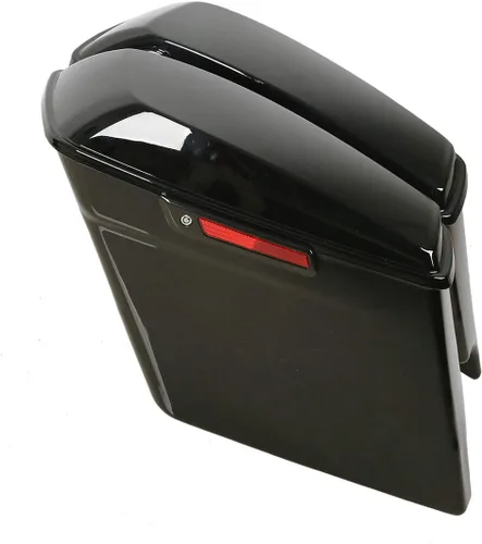 Vista 3 de Alforjas rígidas extendidas de 5 pulgadas, color negro brillante, con tapas, pestillo, juego de llaves compatibles con Harley modelos Touring
