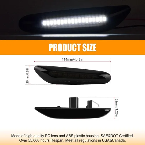 Vista 5 de Gempro Luces LED de señalización lateral blanca secuencial para BMW E84 E81 E82 E87 E88 E90 E91 E92 E93 E46 E53 X3 E83 X1 lente de humo, 2