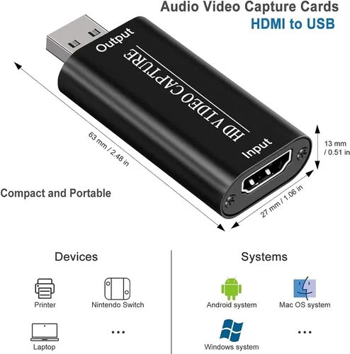 Vista 3 de VIXLW Tarjeta de Captura de Video HDMI 4K, Tarjeta de Enlace de Cámara, Adaptador de Audio de Juego HDMI a USB 2.0, Dispositivo de Captura