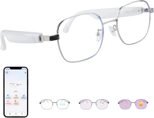 Vista 10 de Lentes inteligentes para hombres y mujeres, orejas abiertas, protección UV, lentes de sol polarizados Bluetooth con altavoces de micrófono