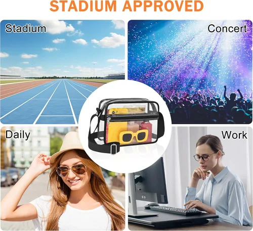 Vista 7 de MAY TREE Clear Bag for Stadium Events Clear Messenger Bag Suitable for Concert Outfits and Sports Events