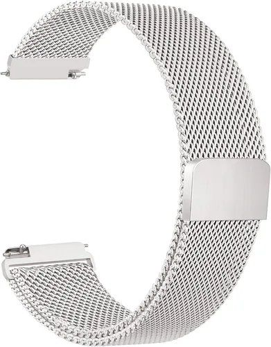Vista 10 de Amzpas Correa de reloj de metal de liberación rápida de 0.787 in 0.866 in, correa de reloj de acero inoxidable, correa de repuesto magnética de Negro