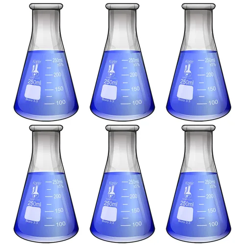 Vista 7 de Juego de matraz de vidrio Erlenmeyer - 3 tamaños de 50, 150 y 250 ml, Karter Scientific