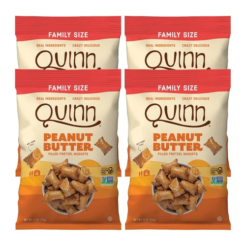 Vista 11 de Quinn Nuggets cremosos de pretzel rellenos de mantequilla de maní, hechos con ingredientes reales, sorgo de grano entero, sal marina, vegano, sin