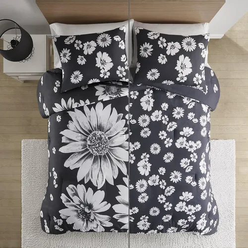 Vista 12 de Juego de edredón de Intelligent Design con diseño floral vibrante, ropa de cama para niñas, juego de funda de almohada combinada, almohada Floral