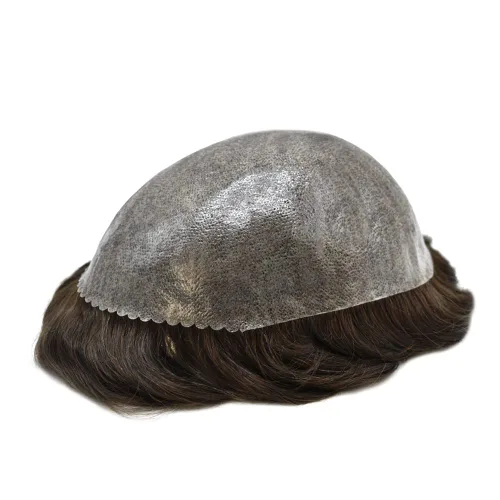 Vista 423 de Toupee para hombre 100% cabello humano real tupé para hombres 0.004 in piel de poliuretano para hombre, sistema de reemplazo de piezas de pelo