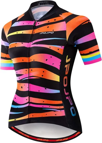 Vista 99 de Camiseta de ciclismo para mujer, manga corta y pantalones cortos de ciclismo acolchados para verano