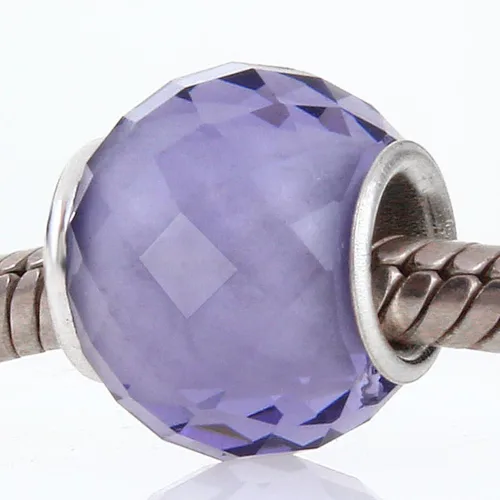 Vista 3 de Abalorio de piedra natal de cristal con núcleo de plata de ley 925, dije de aniversario para pandora, Plata esterlina