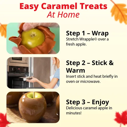 Vista 4 de Concord Foods Kit de manzana caramelo: regalo favorito de otoño - ¡Disfruta de manzanas masticables! Hace 10 manzanas de caramelo por caja, 5 onzas