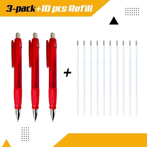 Vista 2 de CENTER - Bolígrafos grandes de tinta negra, fáciles de agarrar, 3 unidades, retráctiles, con 10 recambios rojo-3 piezas