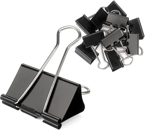 Vista 11 de ZZTX - Paquete de 36 clips para carpeta de 0.7 pulgadas, color negro Clips de abrazaderas de papel, acero duradero, resistente al óxido, resorte
