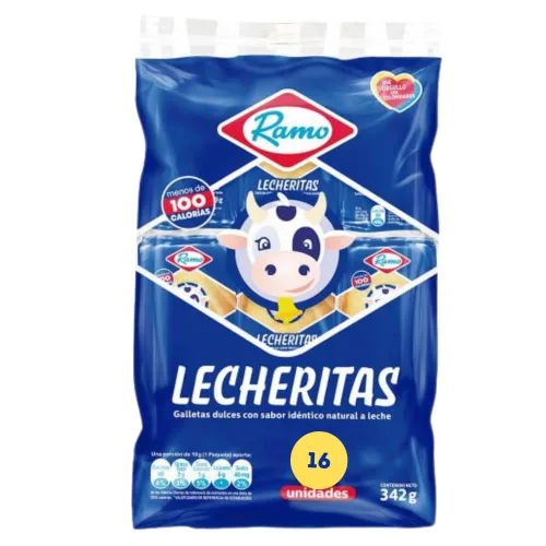 Vista 2 de Galletas lecherita Ramo Sweet and Soft Crakers (paquete de 32) Galletas con sabor a lechera Colombianas Dulce colombiano Snack food Dulce colombiano
