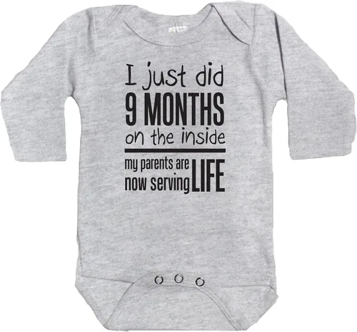 Vista 2 de I Just Did 9 Months On the Inside - My Parents Are Now Serving Life Funny Baby Long Sleeve Bodysuit