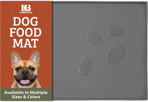 Vista 10 de Leash Boss Tapete de comida para perros – Tapete de silicona impermeable para alimentación de mascotas con bordes elevados para perros y gatos Beige