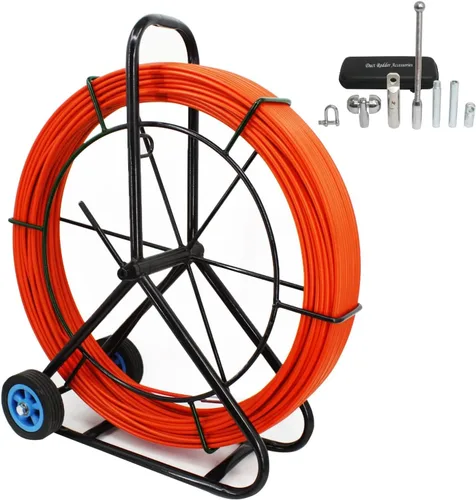 Vista 7 de Varilla de extractor de cinta de pescado continua de 4.5MM 350FT de conducto de fibra de vidrio con soporte de carrete de acero