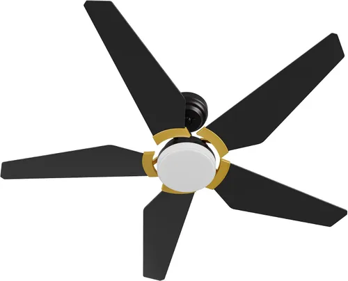 Vista 9 de SMAAIR Ventiladores de techo de montaje empotrado con luces y control remoto, 5 cuchillas de madera contrachapada tallada, motor BLDC silencioso