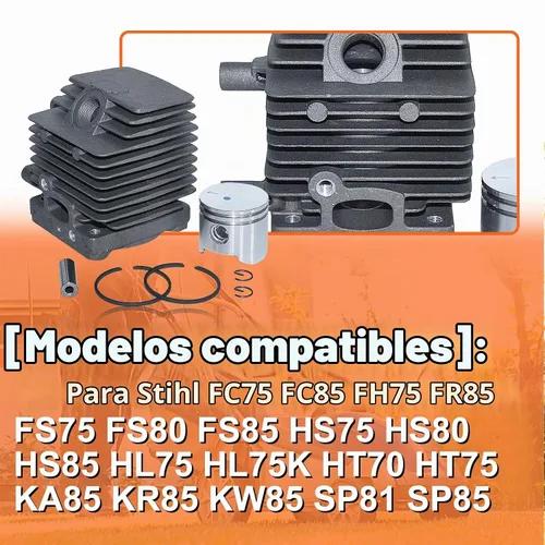Vista 4 de Pistón de cilindro de 1.339 in para Stihl FS75 FS80 FS85 HT70 HS80 HS85 KA85 SP81 SP85 HT75, Cylionder, Kit de pistón, filtro de combustible, Flter