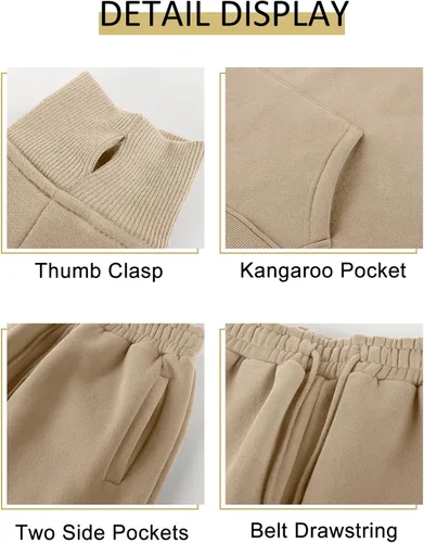 Vista 84 de Kissonic Conjunto deportivo de forro polar para mujer, 2 piezas, sudadera con capucha y pantalones deportivos