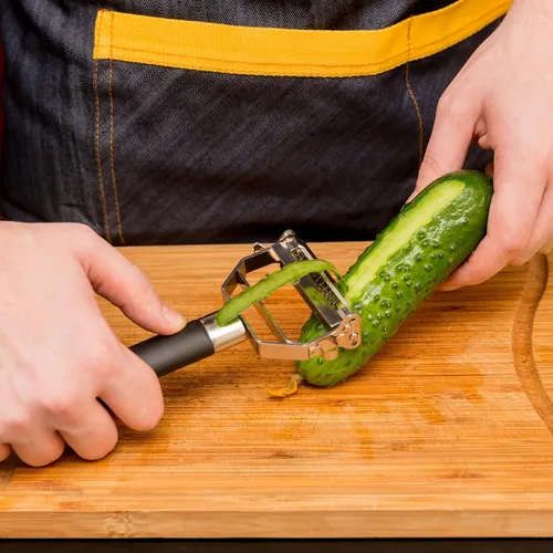 Vista 8 de DEISS PRO Dual – Pelador en juliana y pelador de verduras — Mango cómodo antiderrapante — Herramienta increíble para preparar ensaladas y fideos