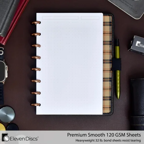 Vista 2 de Eleven Discs Papel Discbound, Hojas de Cuadrícula de Puntos Tamaño Junior - Repuestos Premium de 120gsm Peso Pesado para Cuaderno y Planificador - 8
