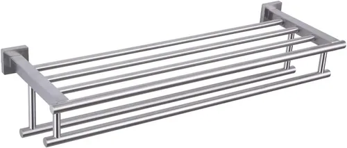 Vista 9 de GERZWY Estante de toalla con doble toallero organizador para baño, 24 pulgadas, acero inoxidable SUS 304, montaje en pared, moderno color negro mate