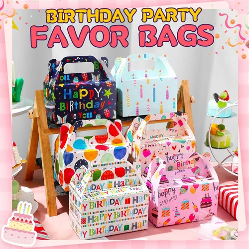 Vista 6 de Zhanmai Paquete de 36 Cajas de Golosinas para Fiesta de Cumpleaños de 6 Pulgadas, Cajas Gable de Favores de Fiesta Goodie Treats, Contenedor