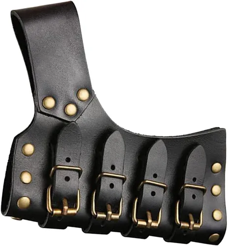 Vista 6 de Cinturón medieval de cuero de rana con hebilla ajustable para fiesta temática, accesorios de disfraces
