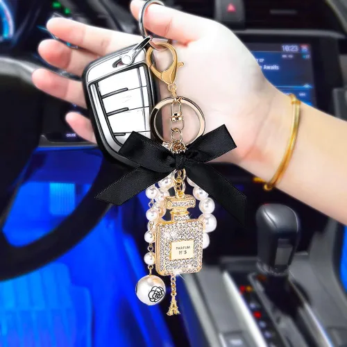 Vista 6 de Allnice Lindos llaveros para mujer paquete de 2 llaveros para mujeres y niñas llaveros de automóvil bolsas de manualidades