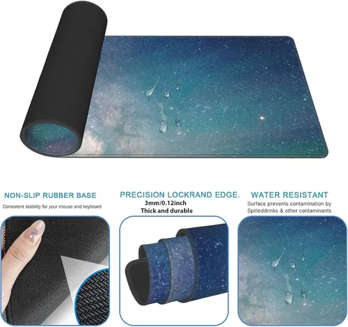 Vista 4 de Alfombrilla de mouse para juegos de margaritas, alfombrilla de escritorio de goma antideslizante de 12 x 31.5 pulgadas con encantador diseño floral