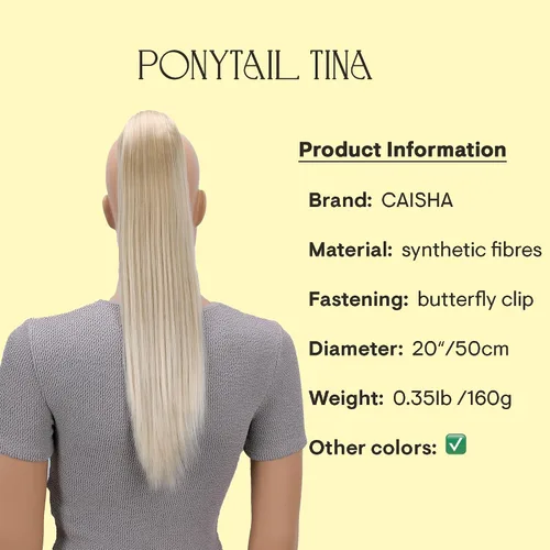 Vista 5 de CAISHA Extensiones de clip de cola de caballo de 20 pulgadas con pinza de mariposa recta rubio mezcla H55