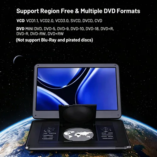 Vista 4 de 17.5" TV portátil reproductor de DVD con pantalla giratoria HD