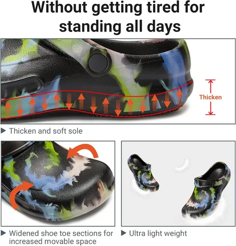 Vista 3 de Zapatos de chef antideslizantes para hombre, zuecos de trabajo de enfermería impermeables para cocina, zapatos para trabajar en restaurante de hombre