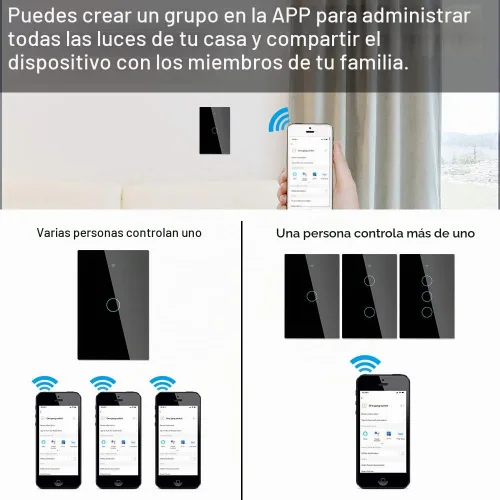 Vista 6 de MOES Smart switch táctil de cable único 2ª generación WiFi RF433, no necesita cable neutro, compatible con Smart Life/Tuya App, Alexa y Google Home
