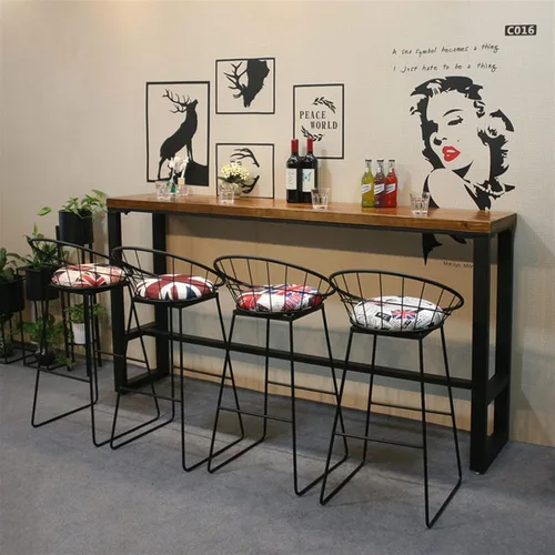 Vista 3 de Mesa de bar de altura de bar, estilo nórdico, retro, para pared, para el hogar, sala de estar, cocina, multifunción, mostrador de barra de pies