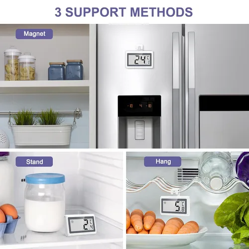 Vista 3 de Termómetro de refrigerador y congelador, termómetro digital para refrigerador, pantalla LCD, termómetro de temperatura para refrigerador