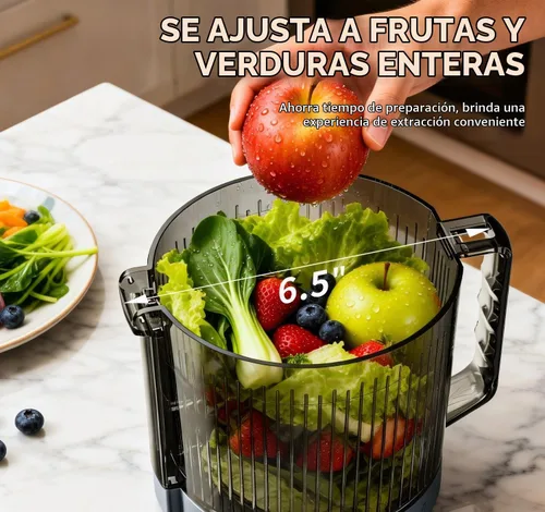 Vista 2 de Cold Press Juicer Machine, 6.5" Wide Feed Chute Mesh-Free Easy to Clean