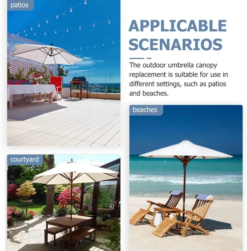 Vista 7 de BESPORTBLE Toldo de repuesto para sombrilla de patio de 8.85 pies, toldo fuerte y grueso, 6 varillas de repuesto superior para exteriores