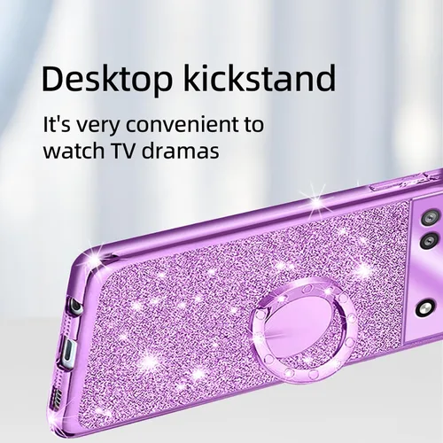 Vista 5 de Funda para teléfono Google Pixel 6a, funda para Google Pixel 6a para mujer, con purpurina, suave, elegante, transparente, TPU de lujo, linda funda